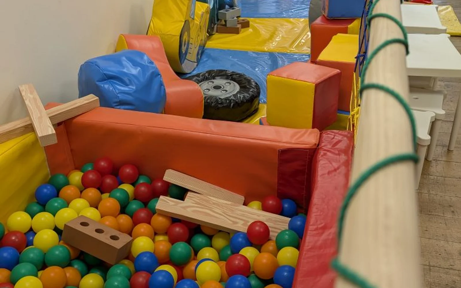 Colourful indoor soft play equipment at Pop It Play in Cullompton
