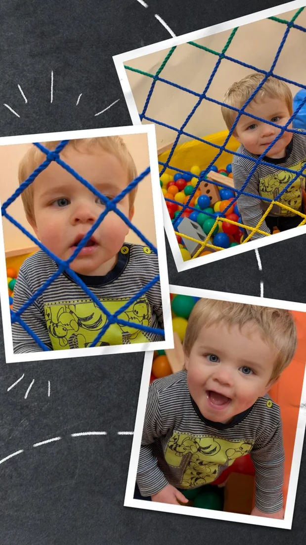 Collage showing colourful play spaces at Pop It Play