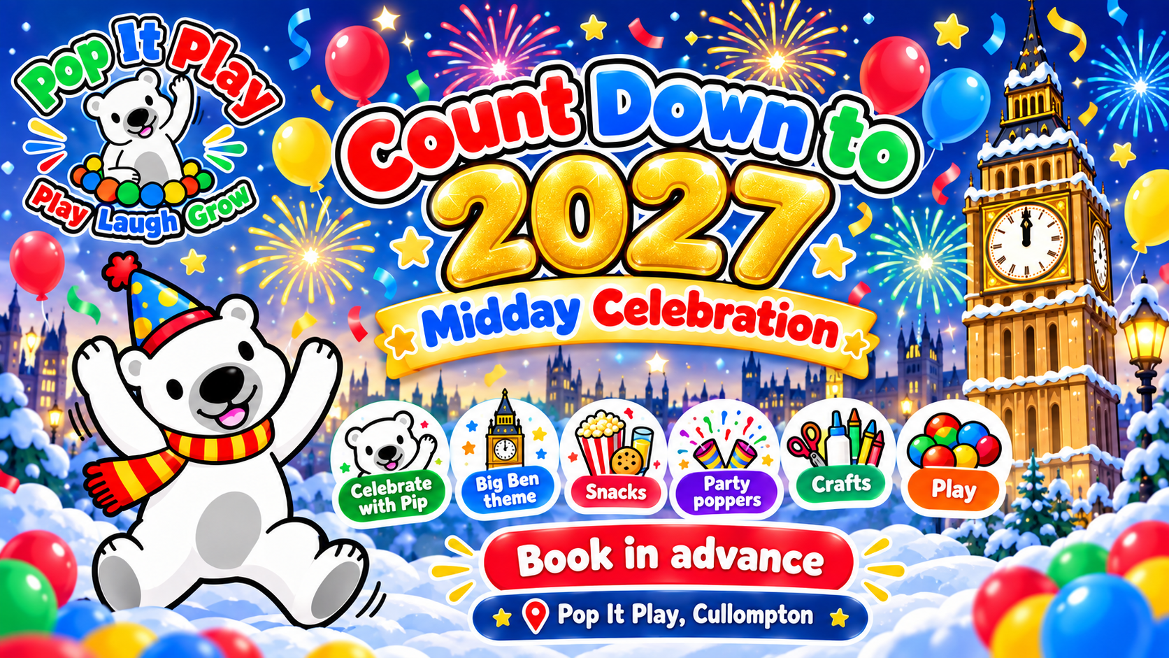 Count down to mid day new years party