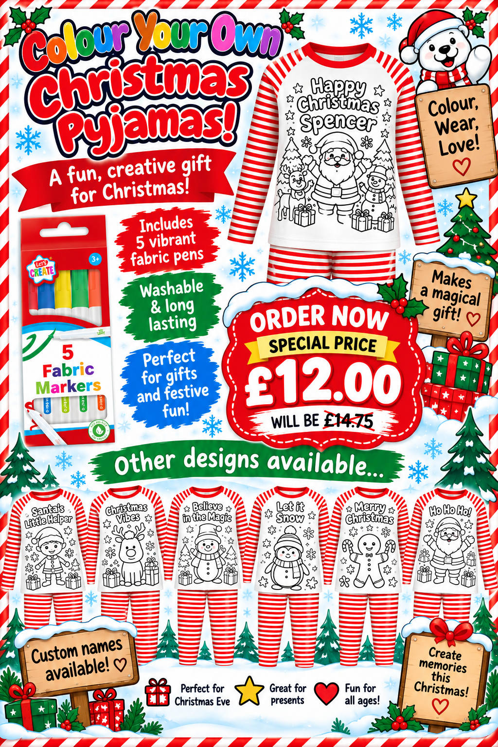 COLOUR YOUR OWN CHRISTMAS PYJAMAS