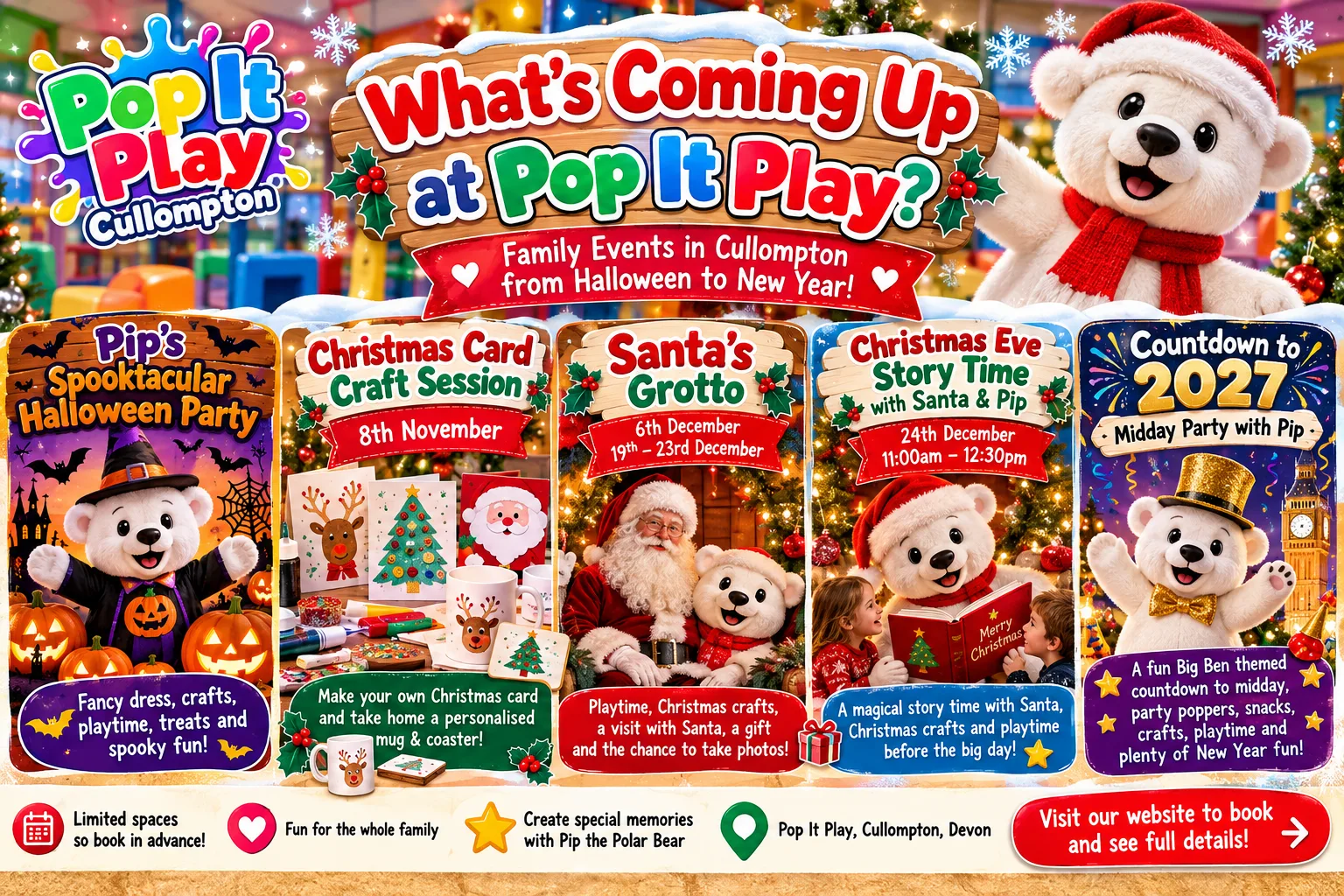 What’s Coming Up at Pop It Play? Family Events in Cullompton from Halloween to New Year 🎃🎄🎅🎉